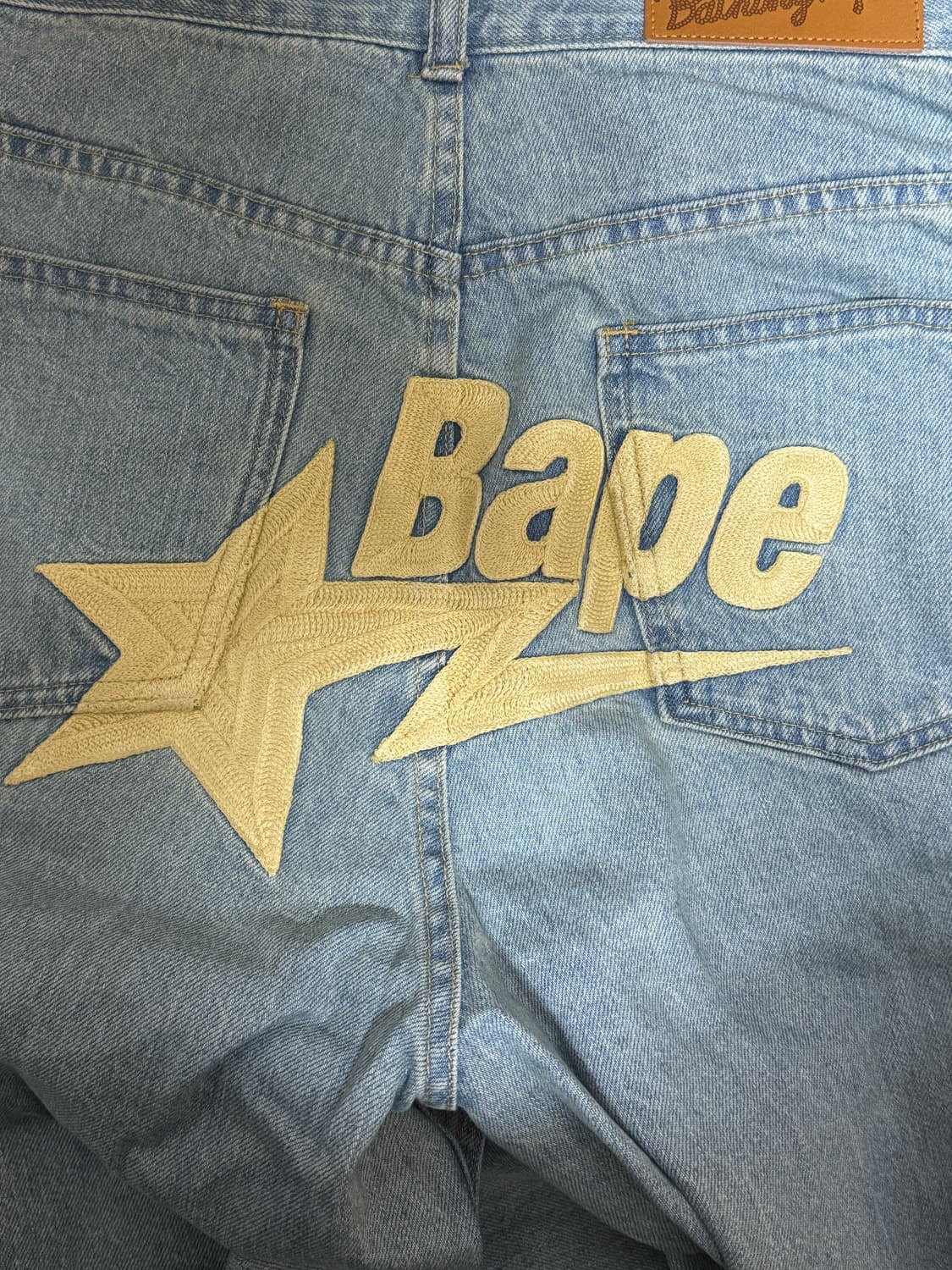 베이프 블루 Bape Sta 자수 베기 청바지 데님팬츠 상품이미지1