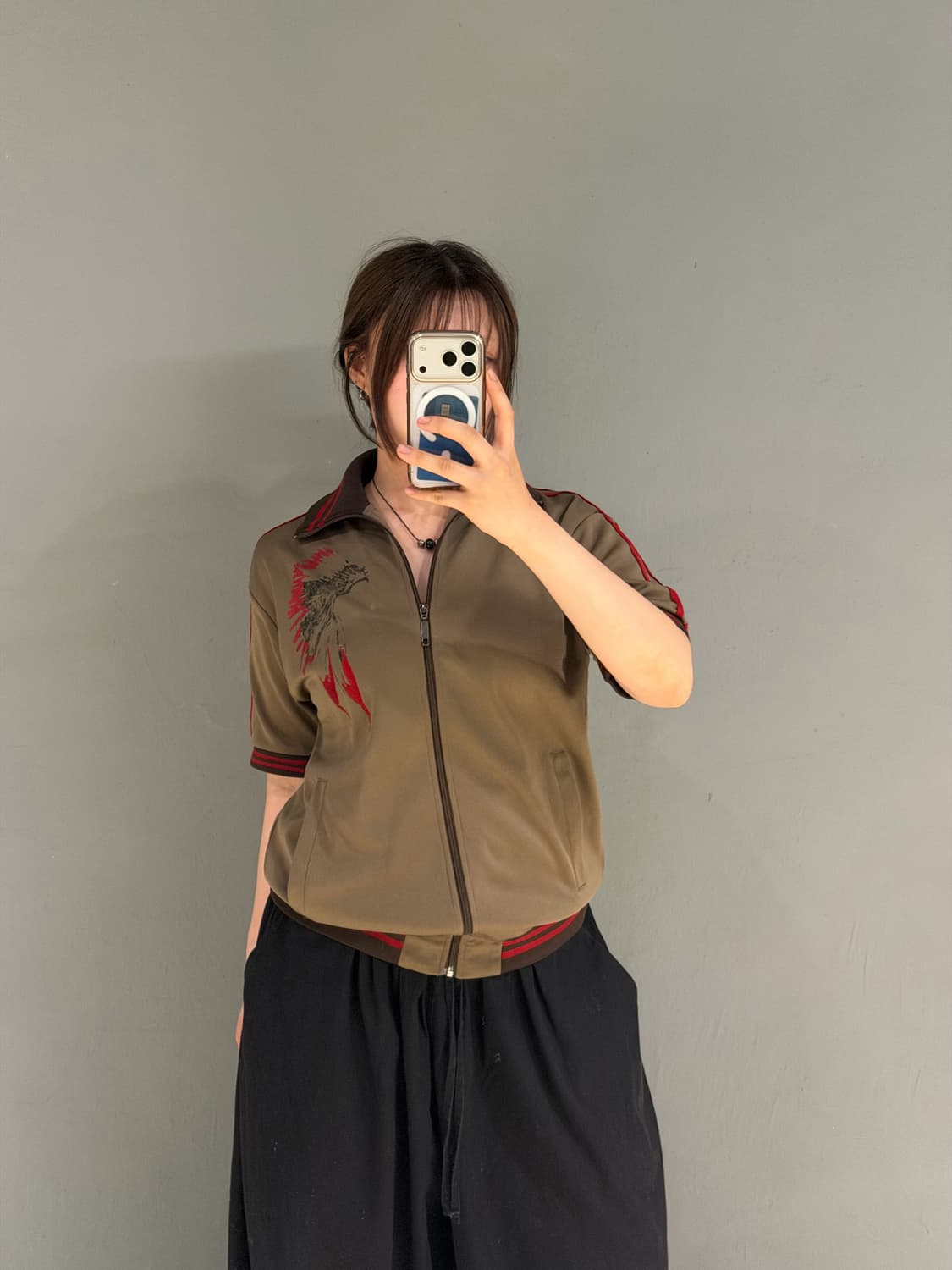 indian leaf printing detail zip-up 상품이미지2