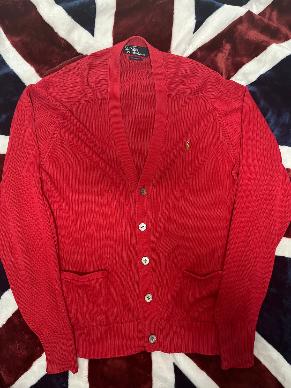 폴로 랄프로렌 레드 면 가디건 105~110 상품이미지1