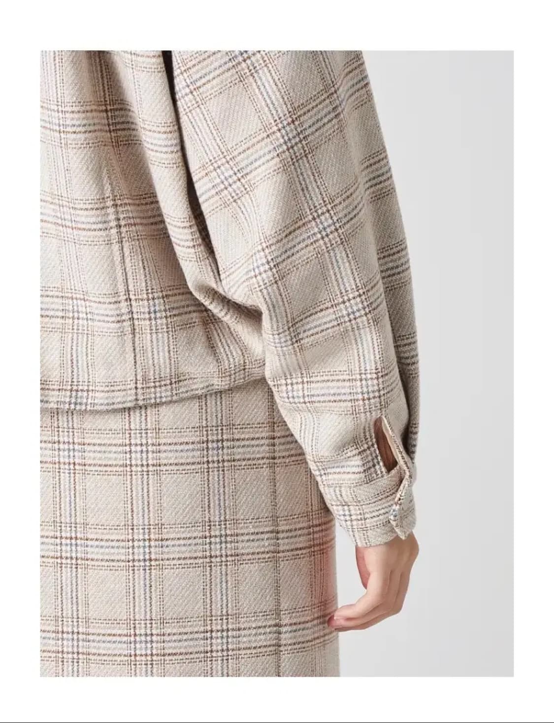 에잇세컨즈 자켓 점퍼 블루종 아이보리 체크 아우터 코트 퍼 집업 상품이미지5