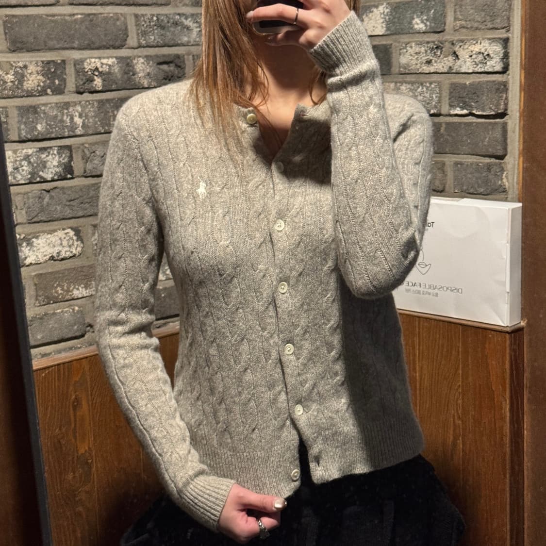 S) 폴로 랄프로렌 캐시미어 블렌드 케이블 가디건 신형 큐알탭 상품이미지9