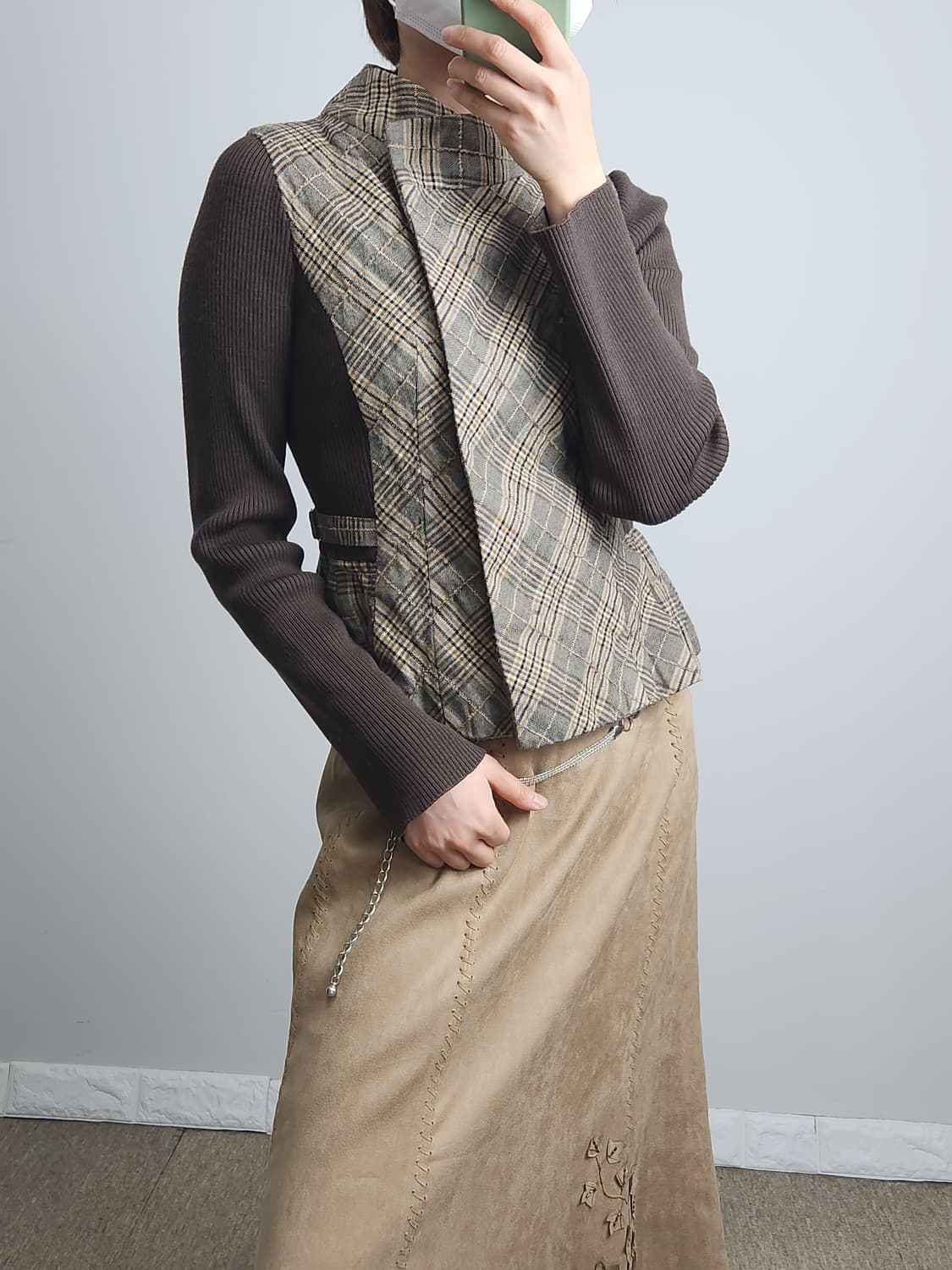 골지 체크 탑 상품이미지2