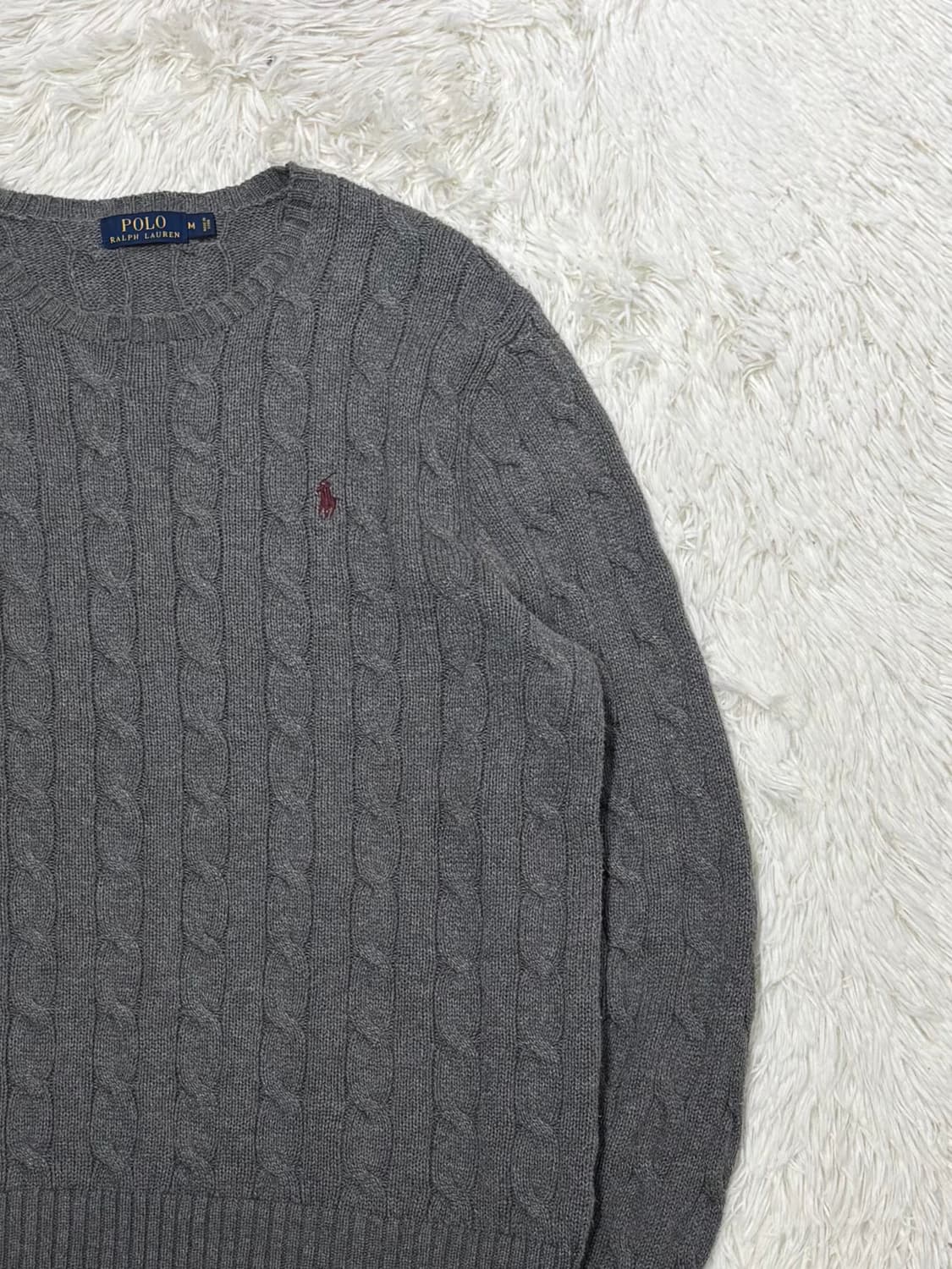 폴로랄프로렌 버건디포니 그레이 케이블 니트 상품이미지5