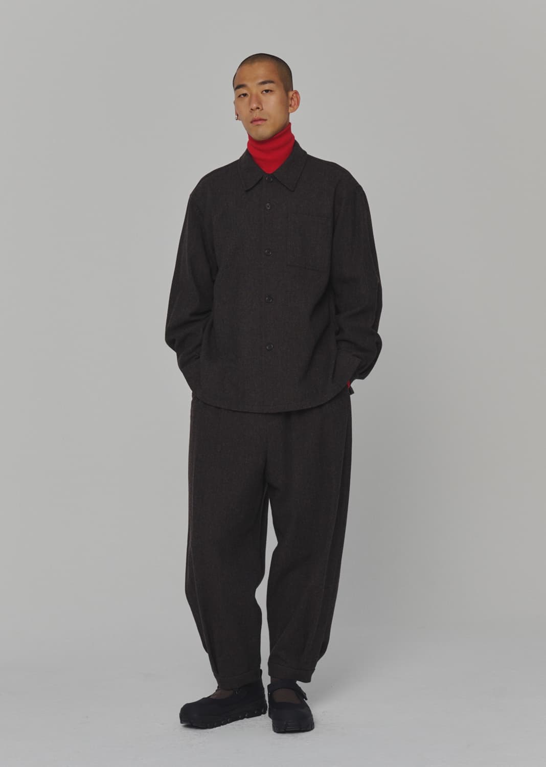 아모멘토 24 F/W 울 셔츠 자켓 M(다크브라운) 상품이미지4