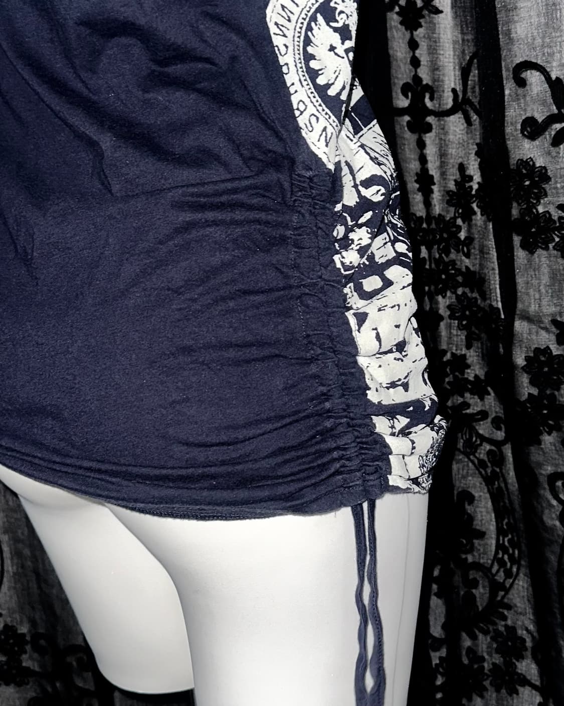 navy y2k side ruched short sleeve 상품이미지4