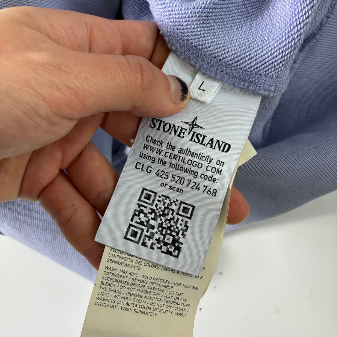 Stone island  스톤 아일랜드 코튼 플리스 라이트 블루 후드티  상품이미지5