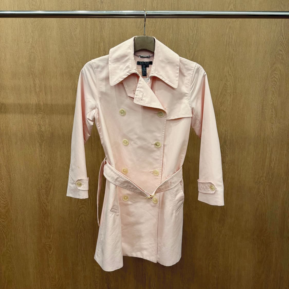 로렌 랄프로렌 트렌치 코트 더블 브레스트 버튼업 밸트 스트랩 라아트 핑크 상품이미지2