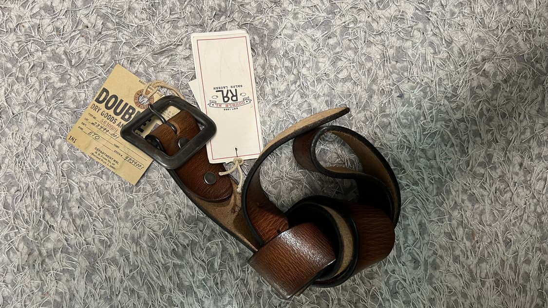 RRL 더블알엘 핸드 버니시 레더 벨트 브라운 34 상품이미지3