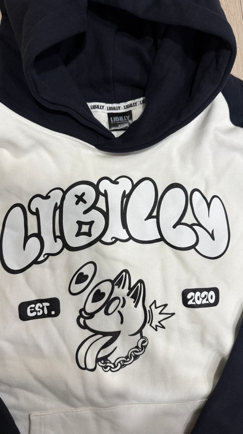 창모 Libilly 흰색/네이비 후드티 XXL 상품이미지3