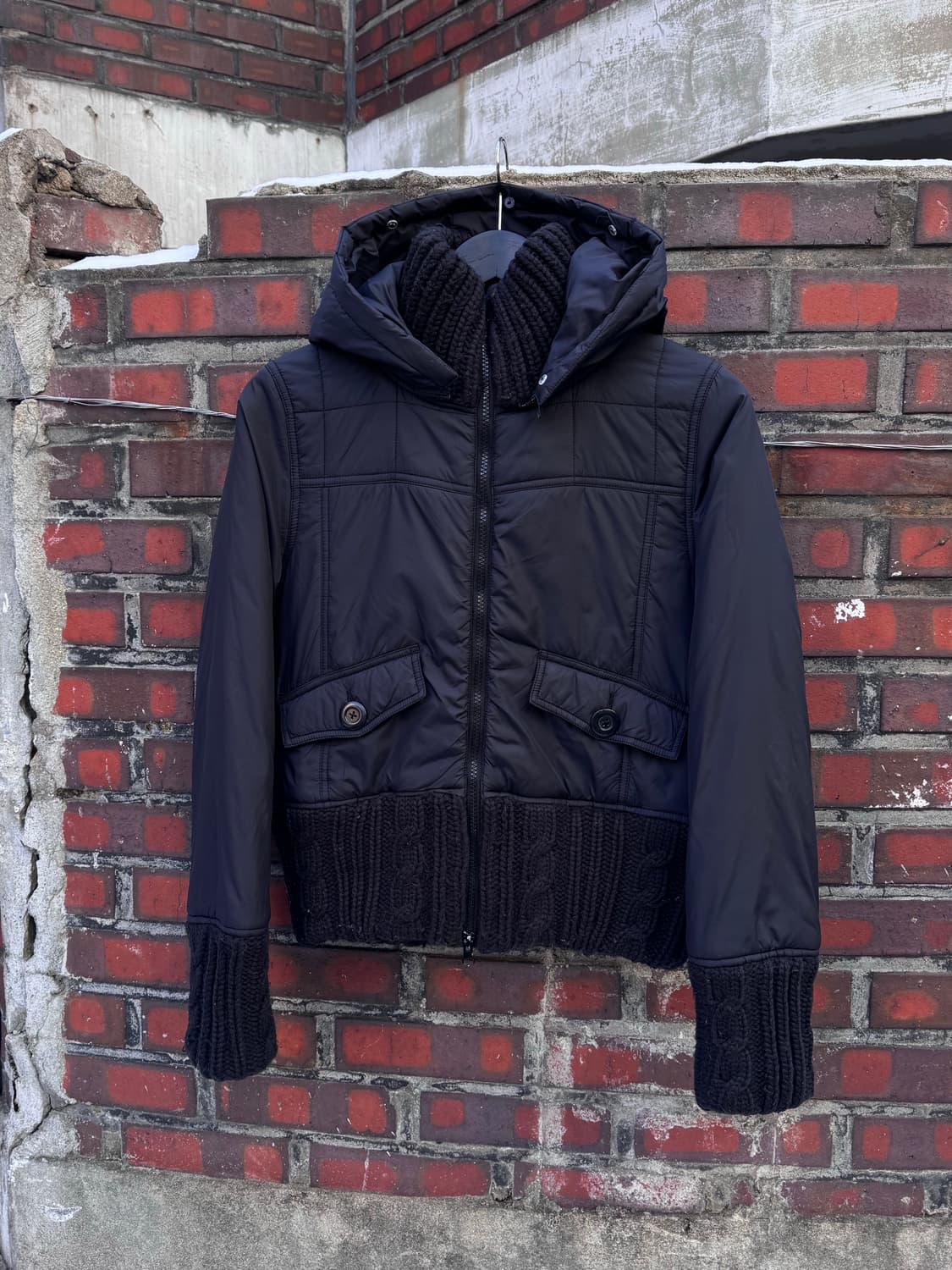 울리치 투웨이 니트 믹스 크롭 패딩  상품이미지1