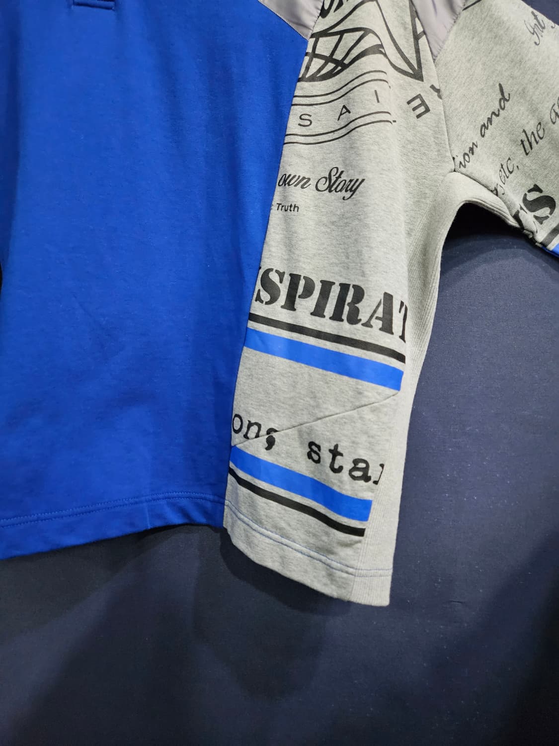 젠사이 배색 남녀겸용 오버핏 90~95 카라 긴팔티셔츠  상품이미지7