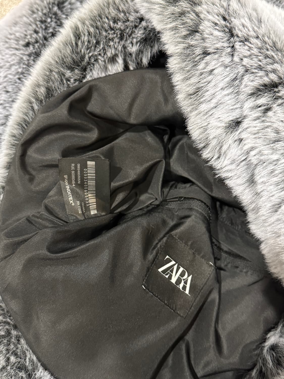 자라 퍼 후드 그레이 M 상품이미지8