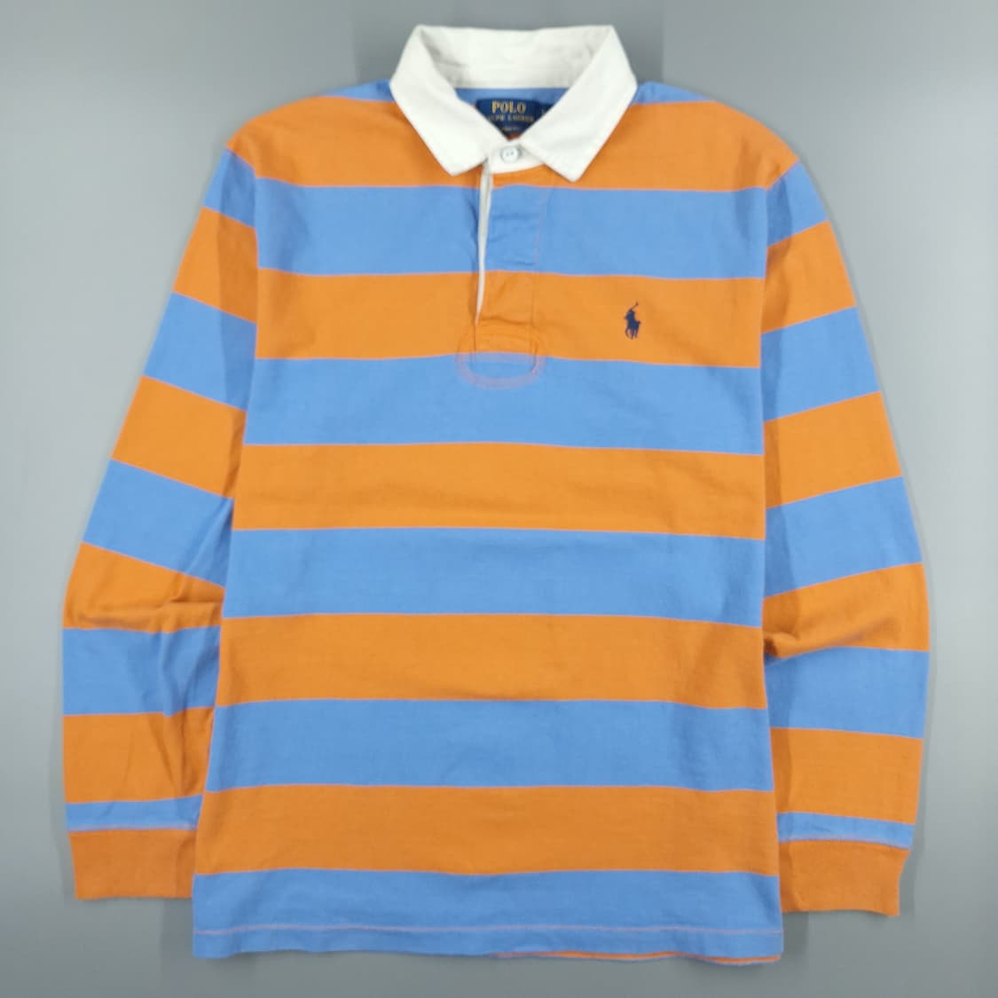 폴로랄프로렌 오렌지 스카이블루 네이비포니 클래식핏 카라넥 긴팔 티셔츠 상품이미지3