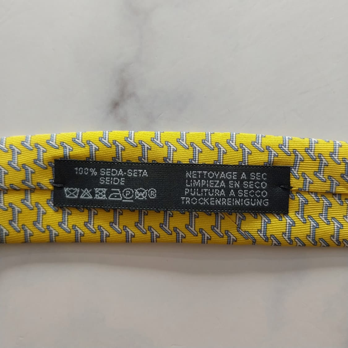 에르메스 실크 옐로 H 헬리패드 패턴 넥타이 7.4cm 새상품 K1372 상품이미지10