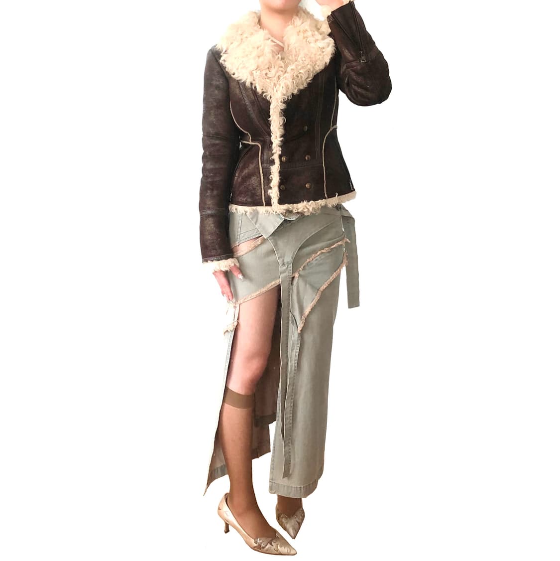 FRENCH VINTAGE 커피 쉬머 무스탕 상품이미지3