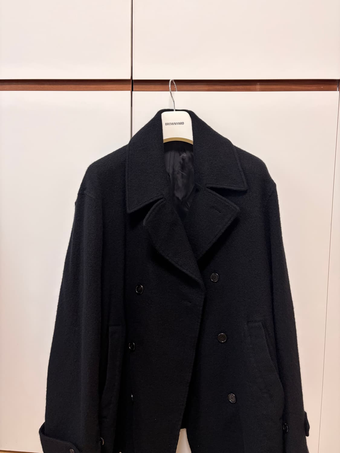 브라운야드 보일드 울 피코트 블랙 4 사이즈 상품이미지4