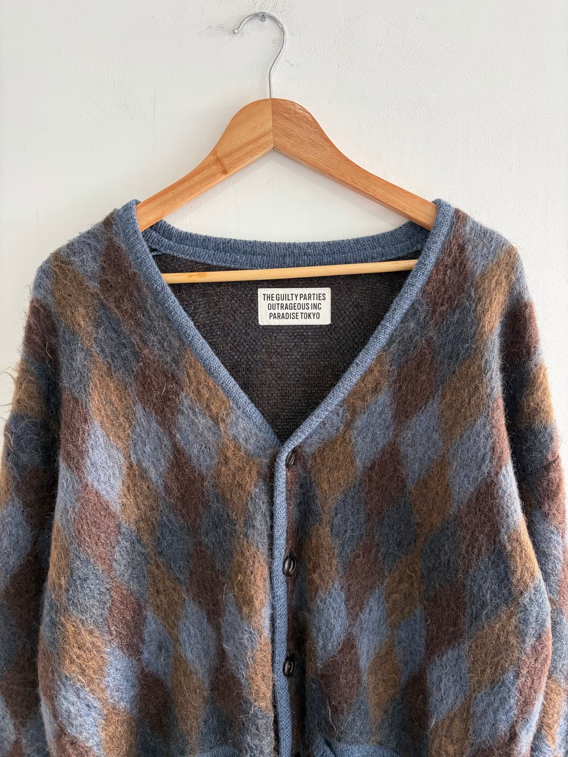 Wackcomaria 와코마리아 아가일패턴 모헤어 가디건 상품이미지2