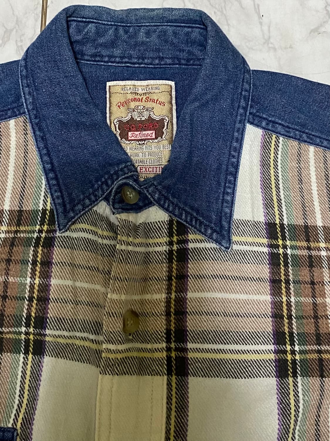 리갈스테이터스 데님 배색 체크 셔츠 100사이즈 상품이미지2