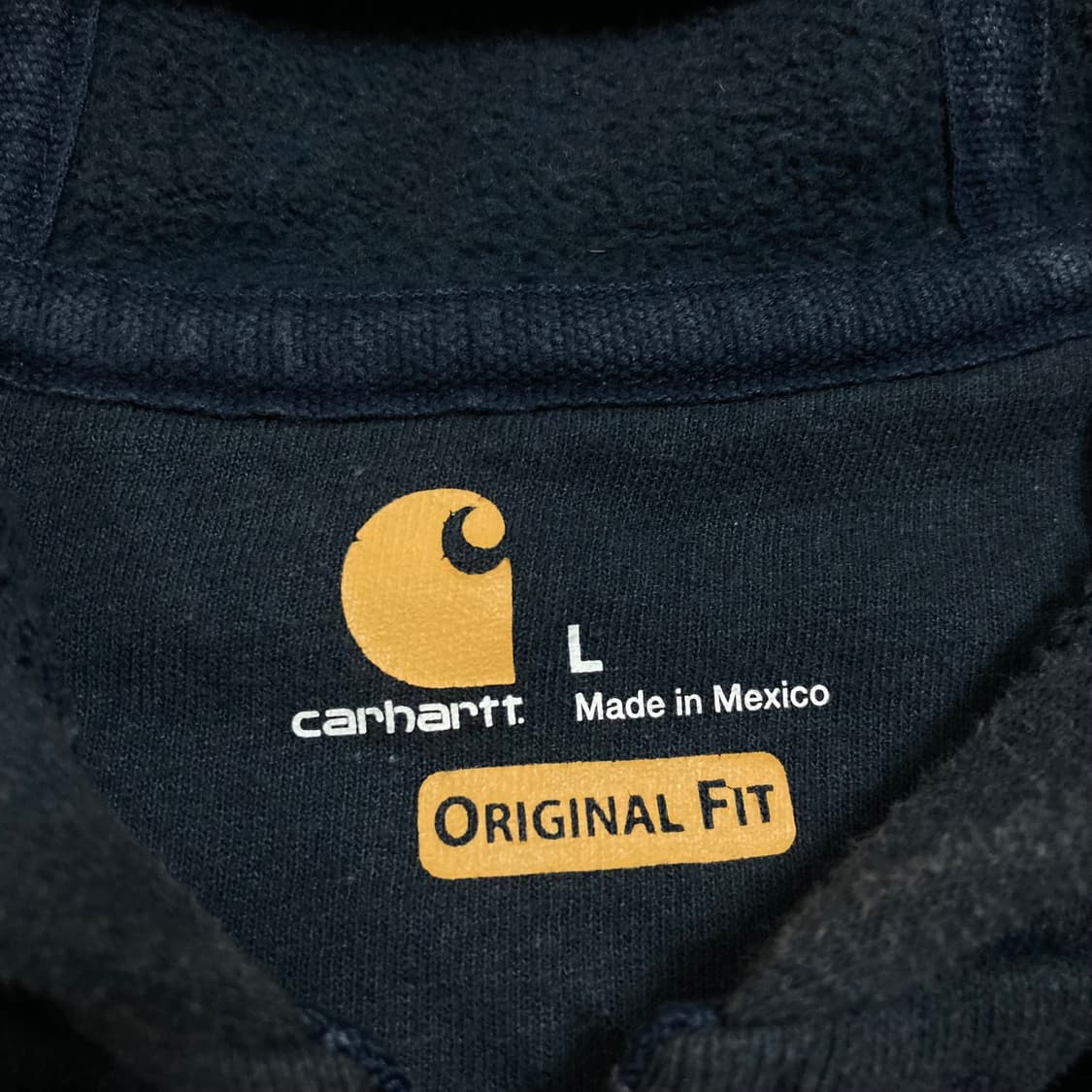 칼하트 박스 패치 로고 네이비 후드 집업 상품이미지4