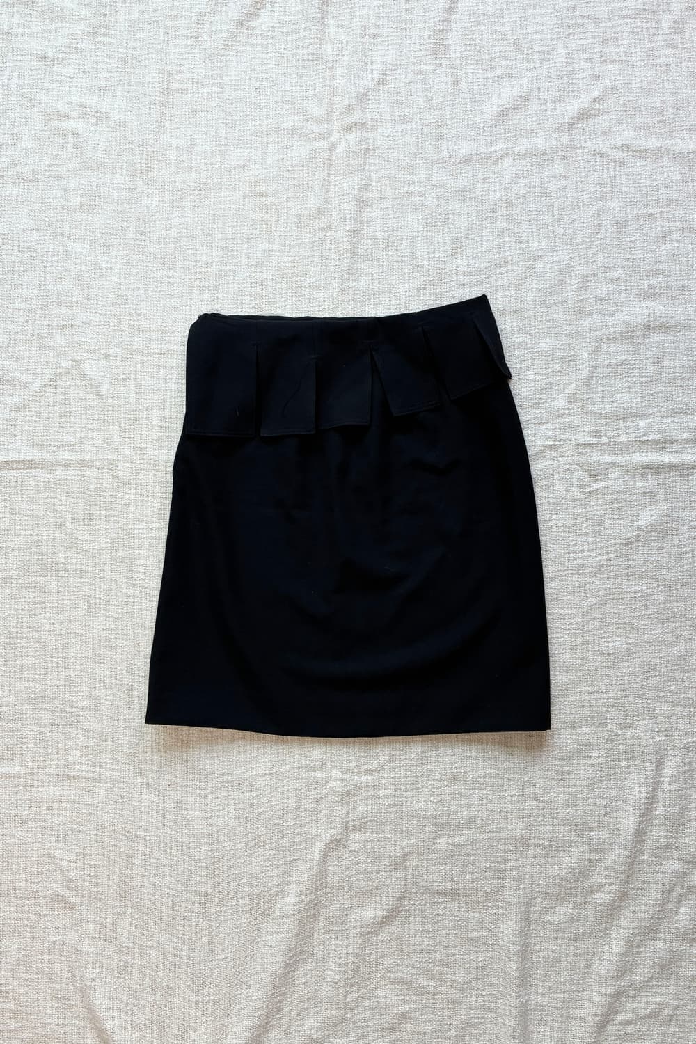 Y's Pleated Flap Detail Black Mini Skirt 상품이미지6