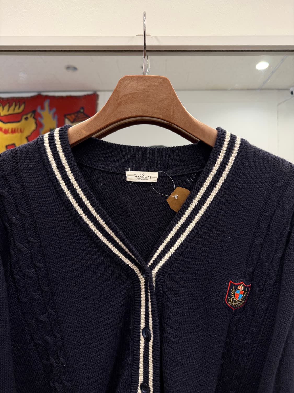 Vtg 빈티지 울 스트라이프 가디건 (made in Japan) 상품이미지2