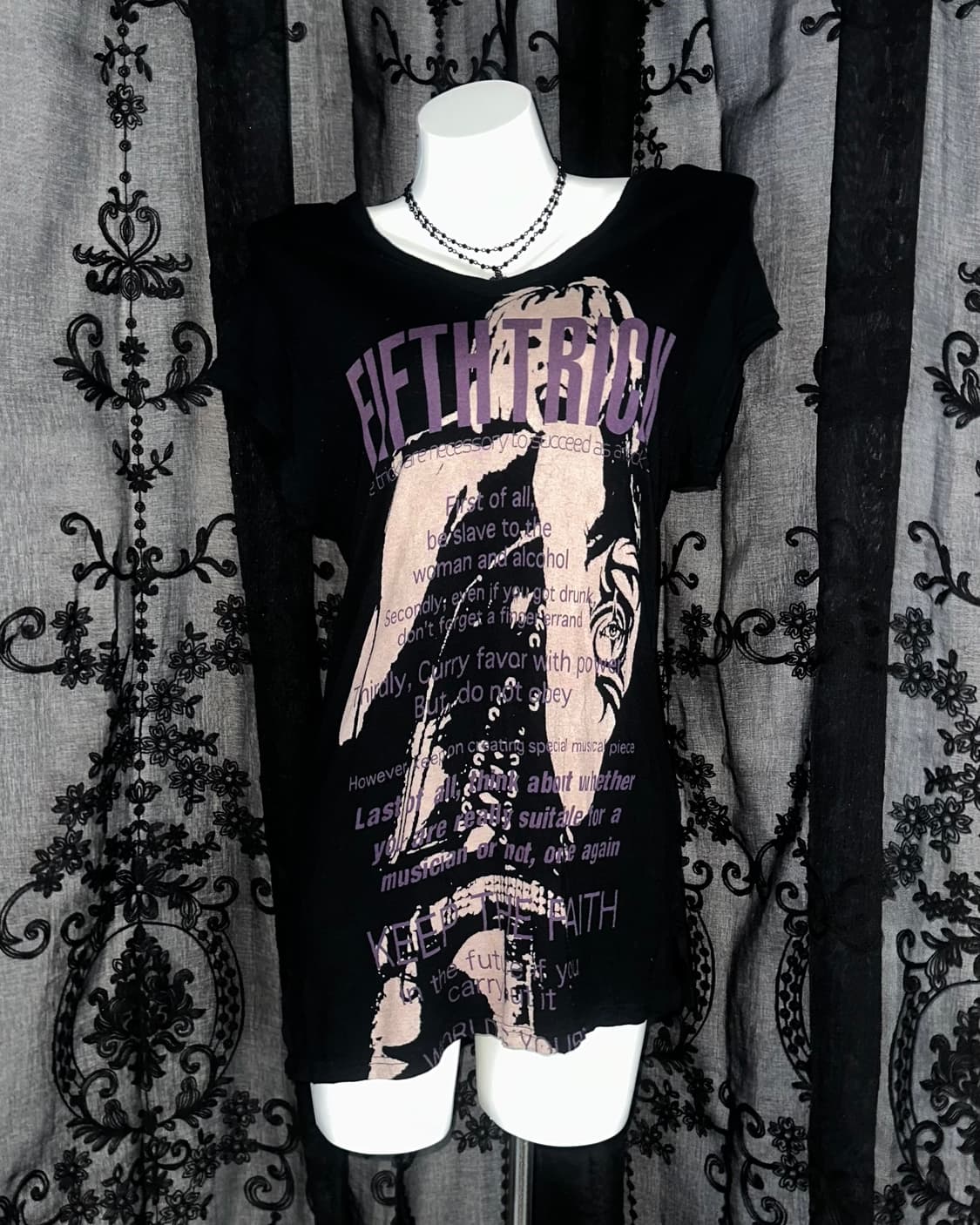 black graphic print long t-shirt 상품이미지1