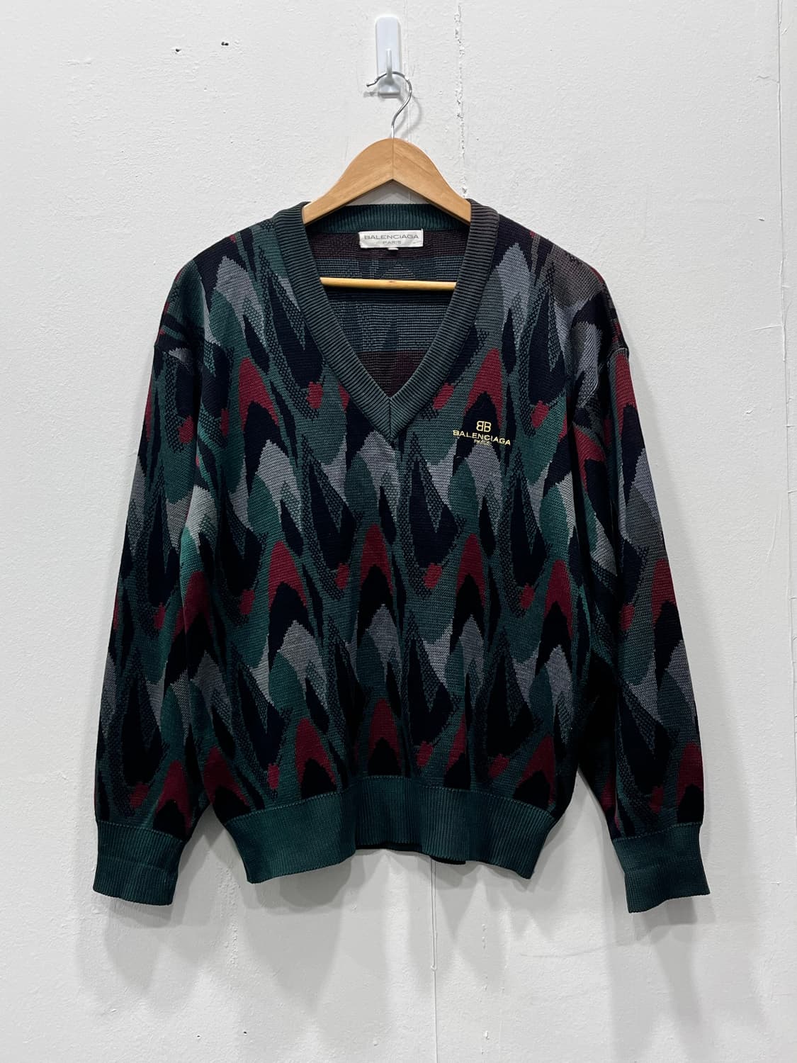 Vintage 발렌시아가 90s 패턴 브이넥 니트 95-100 상품이미지2