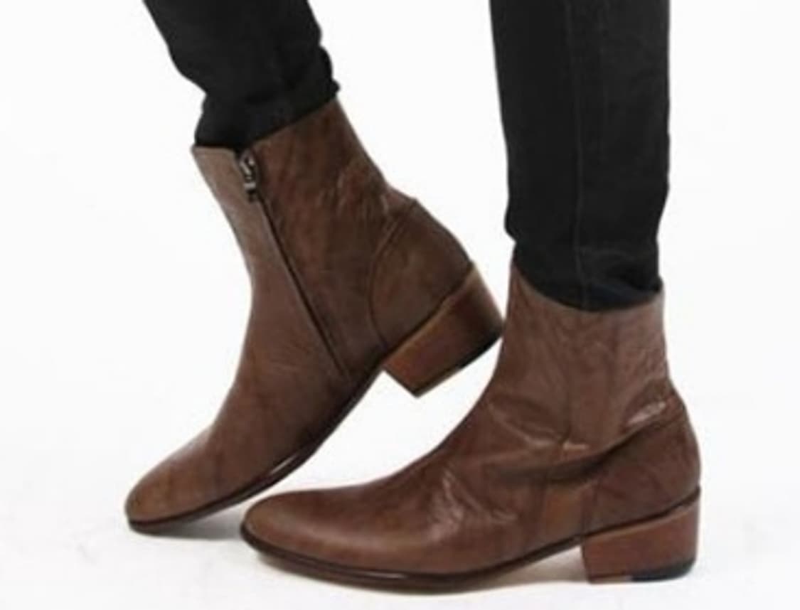 빈티지 텍스처 브라운 가죽 앵글부츠 상품이미지10