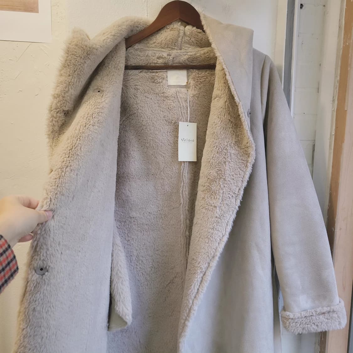 Earth music 크림베이지 무스탕 코트 여성 M 상품이미지6