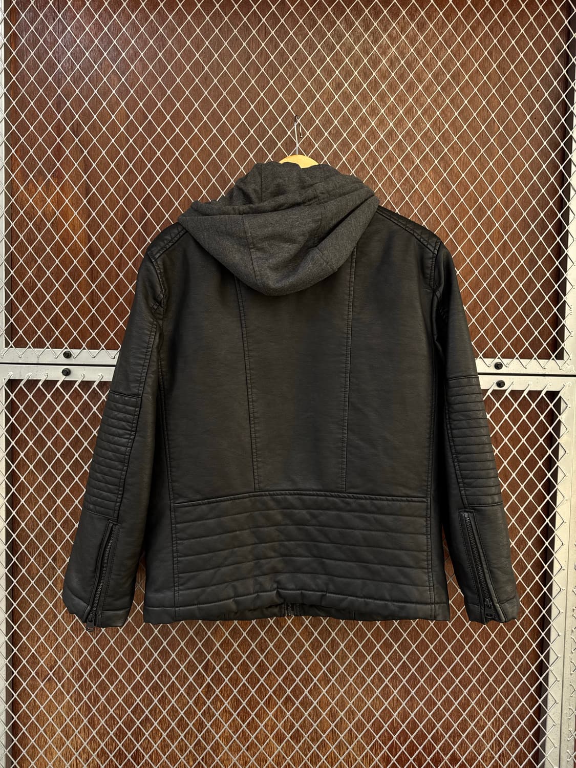 리바이스 후드 바이커 가죽 누빔 자켓 블랙 S 상품이미지5