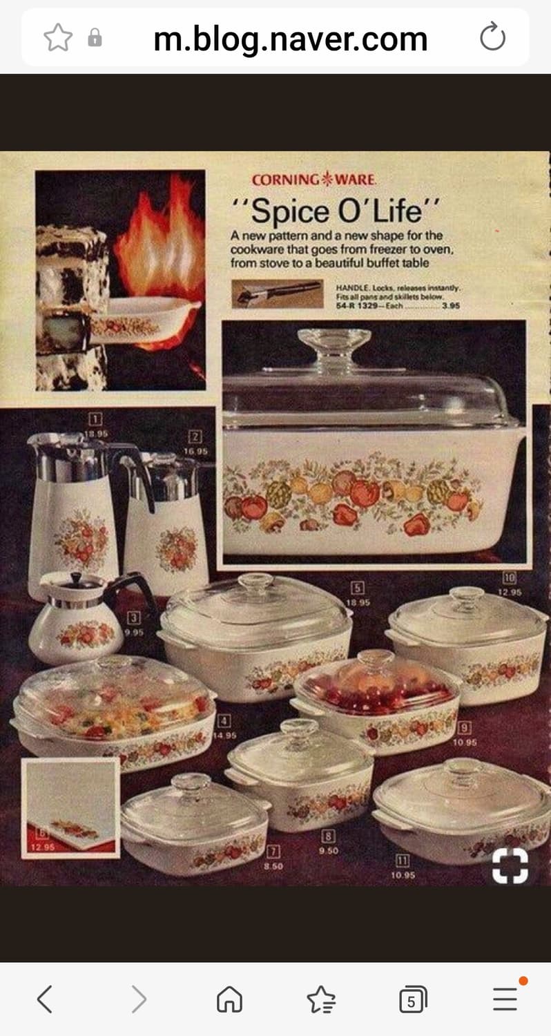 빈티지 코닝웨어 스파이스(CorningWare Spice of Life) 상품이미지5