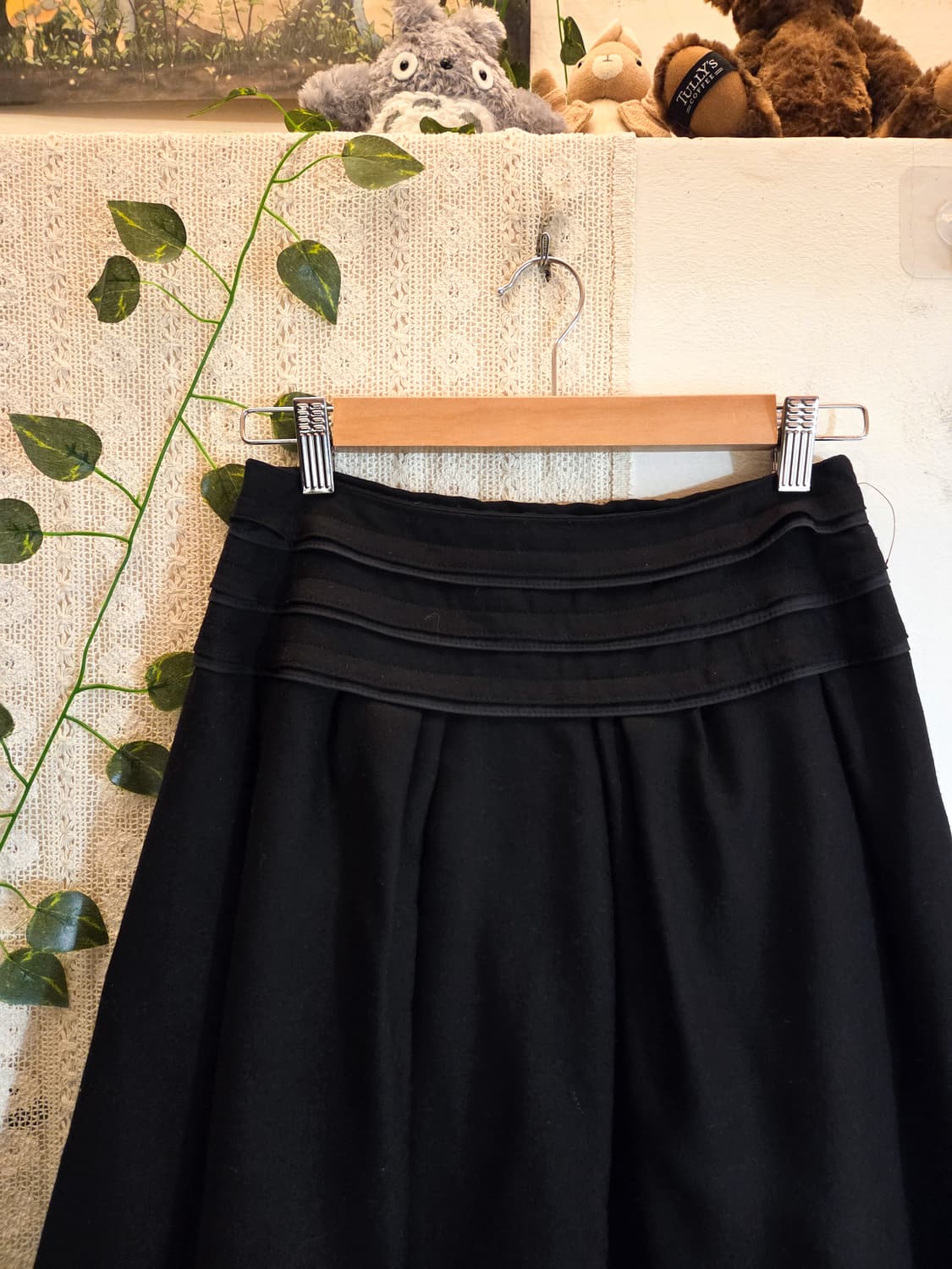 블랙 미디 울 스커트 상품이미지2
