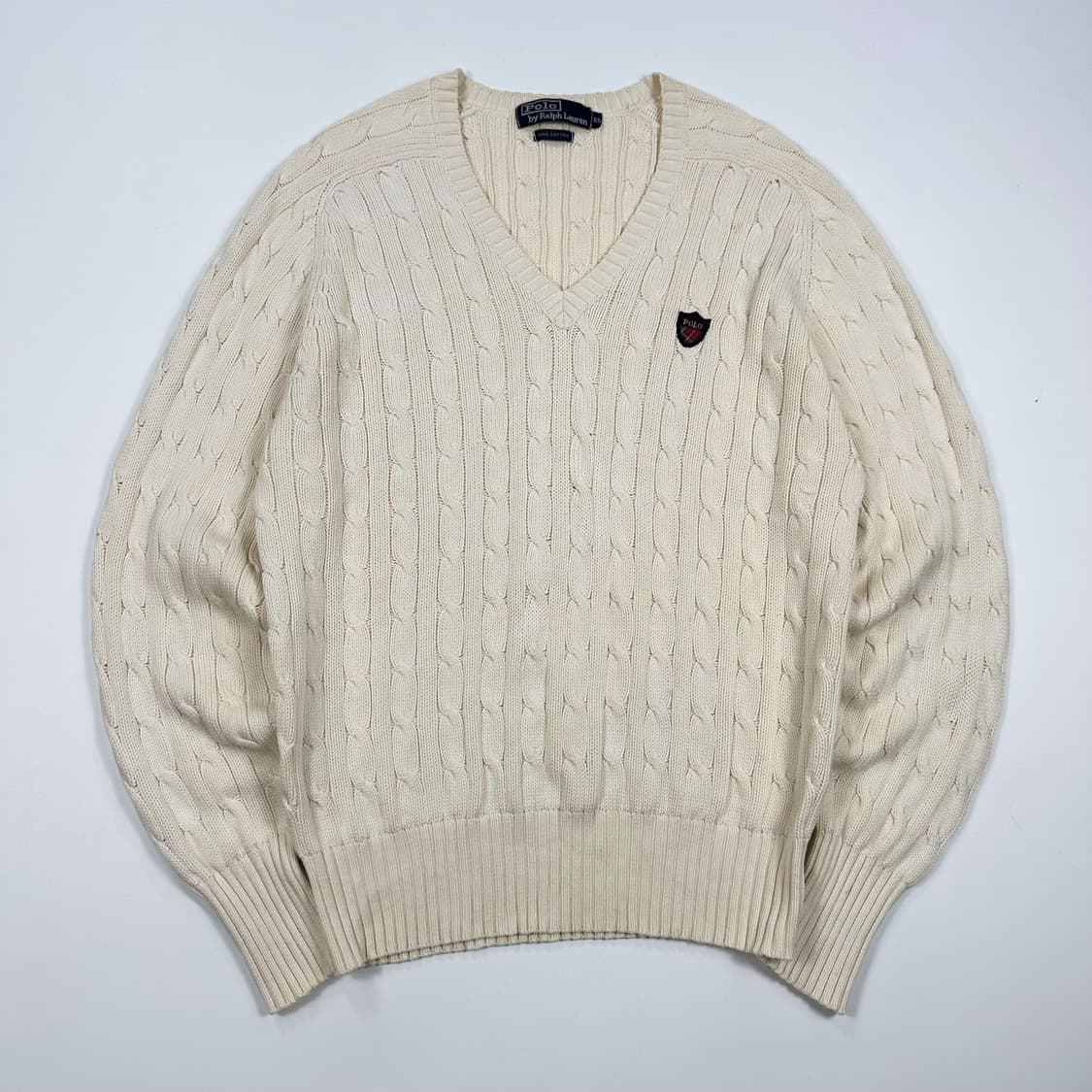 폴로 랄프로렌 올드 아카이브 브이넥 케이블 니트 M 상품이미지1