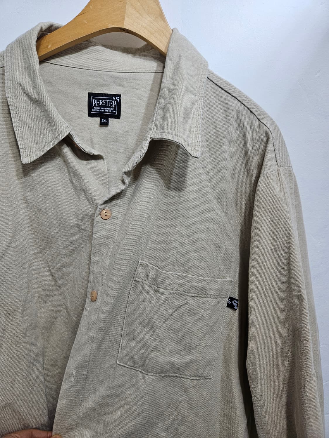 PERSTEP 베이지 색상 긴팔 셔츠 XXL 상품이미지2