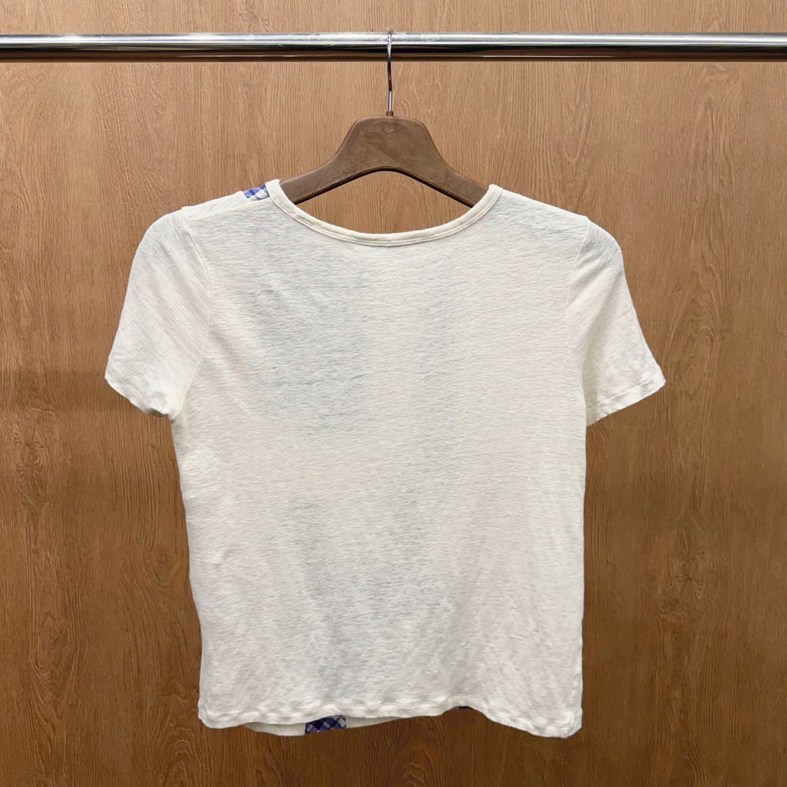 마크 제이콥스 반팔 티셔츠 체크 패치워크 배색 패널 루즈핏 아이보리 상품이미지3