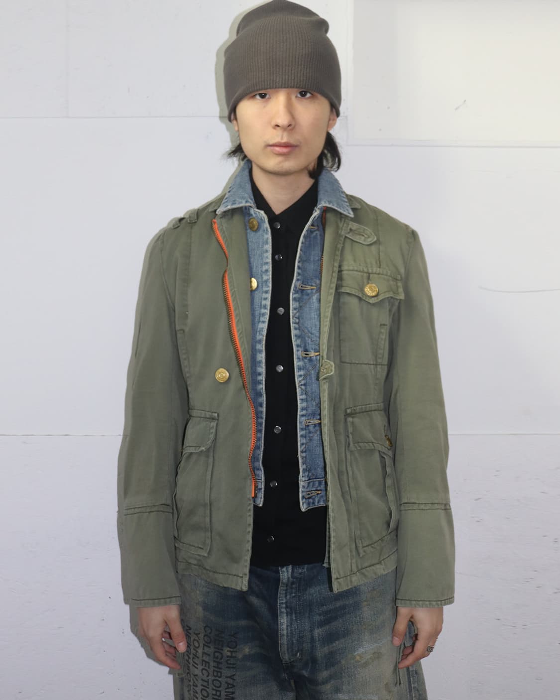 디스퀘어드2 05SS 데님 레이어드 밀리터리 자켓 올리브 상품이미지1