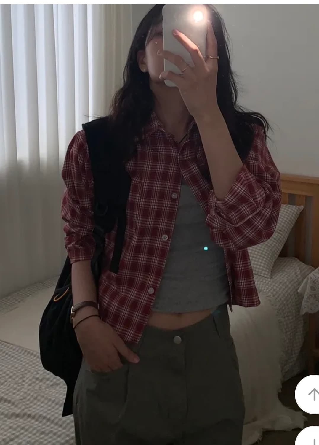 스쿨 체크 크롭셔츠 상품이미지2