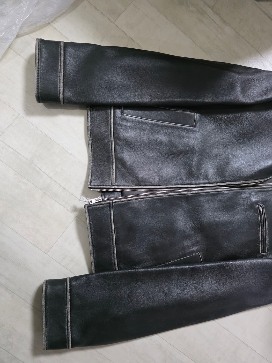 던스트 빈티지 브라운 램스킨 레이싱 자켓 M 상품이미지3