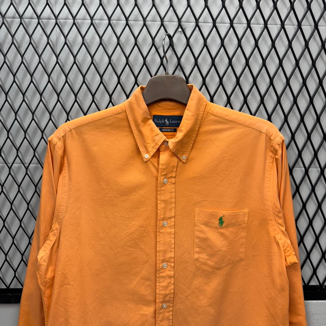 폴로 랄프로렌 솔리드 긴팔 셔츠 그린 포니 포인트 오렌지 상품이미지3