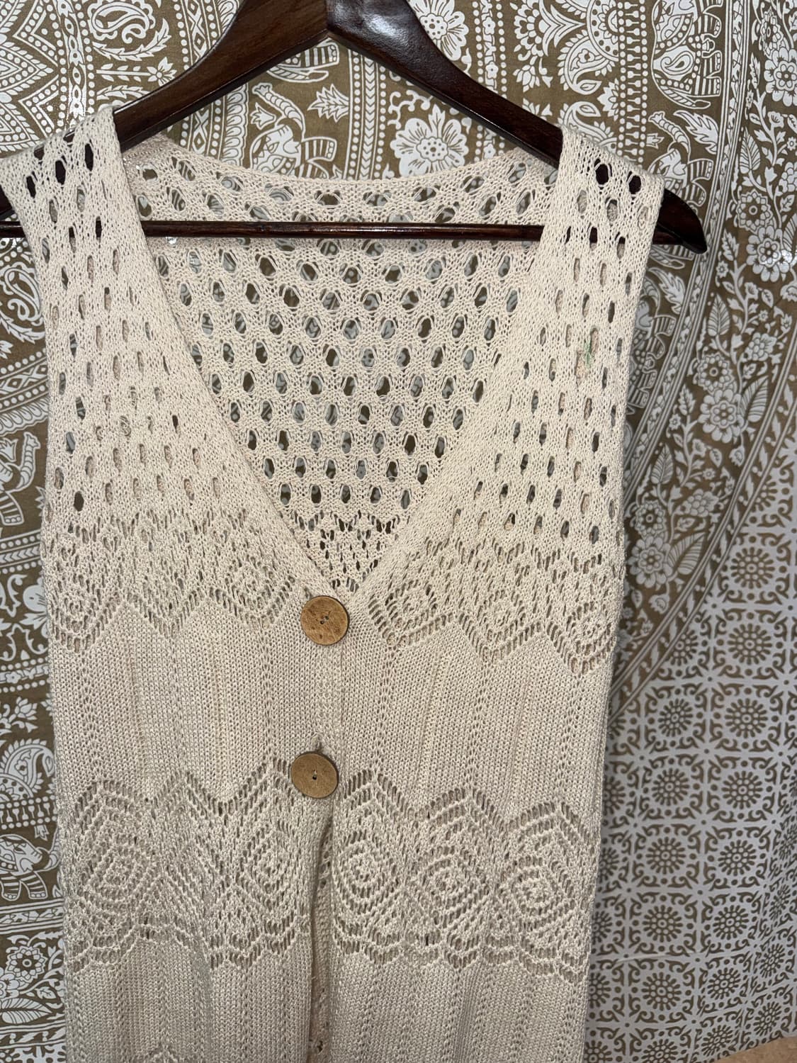 빈티지 여성 그물 니트 롱 베스트 상품이미지3