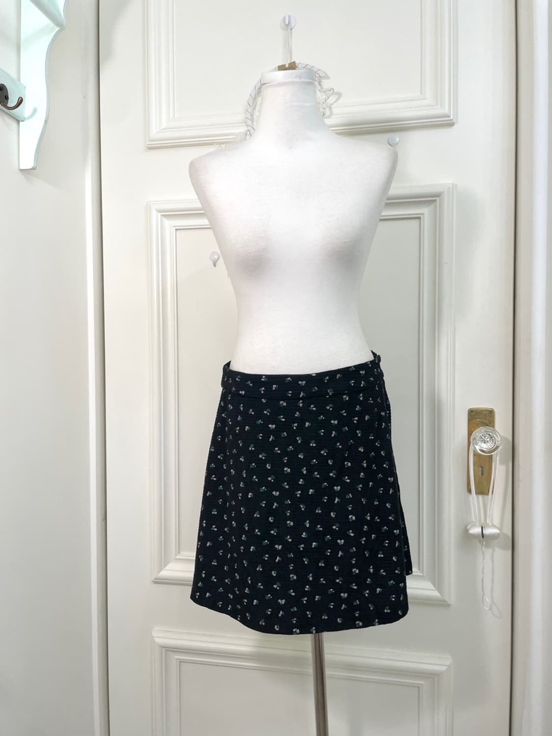 dark navy flower point mini skirt 상품이미지1