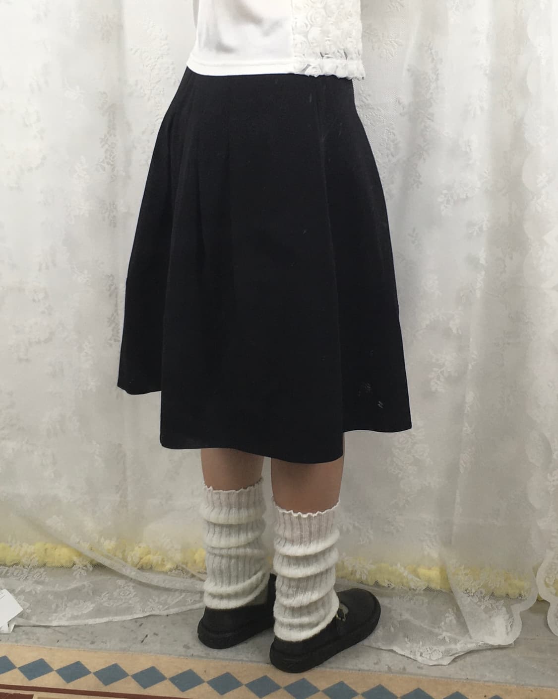 JPN black silk blend midi skirts 상품이미지3
