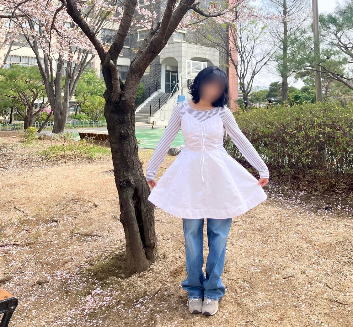 에잇세컨즈 코튼 슬리브리스 미니 원피스 화이트 M 상품이미지1