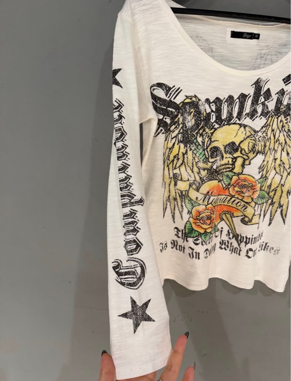 펑크 해골 롱 슬리브 갸루 y2k 상품이미지5