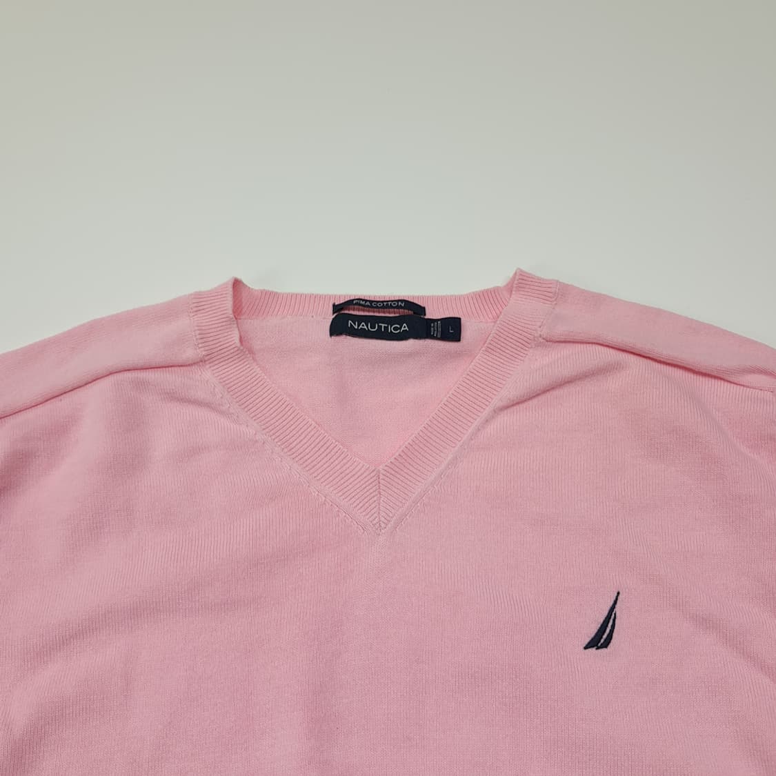 CL265 L 노티카 00s 말레이시아판 코튼 브이넥 핑크 니트 스웨터 상품이미지2