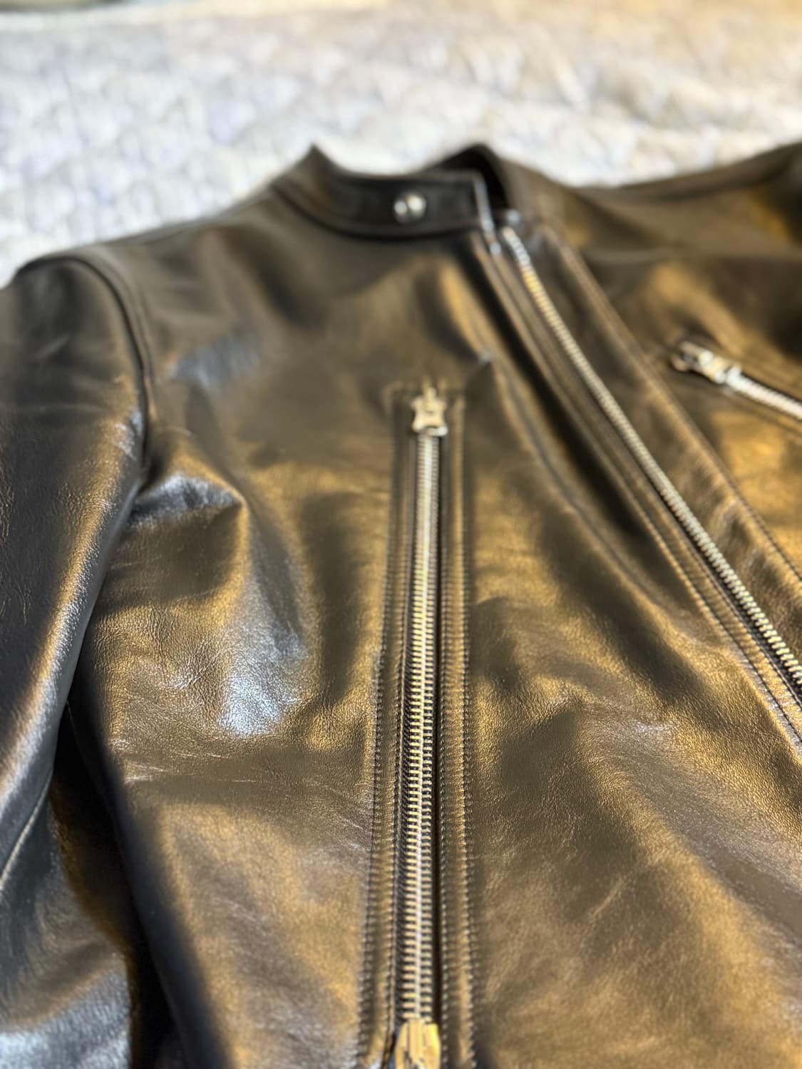 MM6 메종 마르지엘라 스포츠 모터사이클 라이더 레더 가죽 자켓 L 상품이미지8