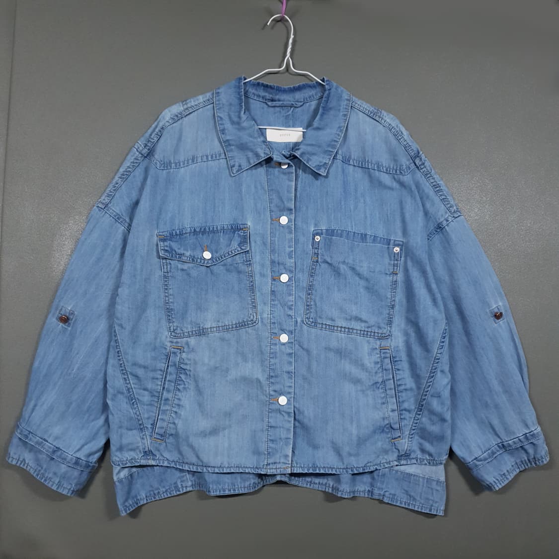 여성 XL) 한섬 시스템 신형 21ss 포켓 오버핏 데님 자켓 청자켓 상품이미지3