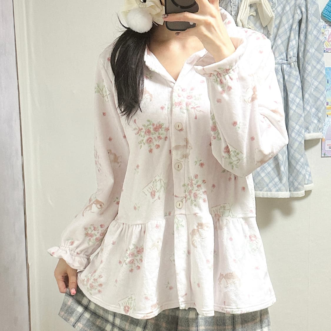 빈티지 딸기우유 핑크 토끼 수면 티셔츠 히메갸루 로걀 라떼 젤라또피케깔 상품이미지1