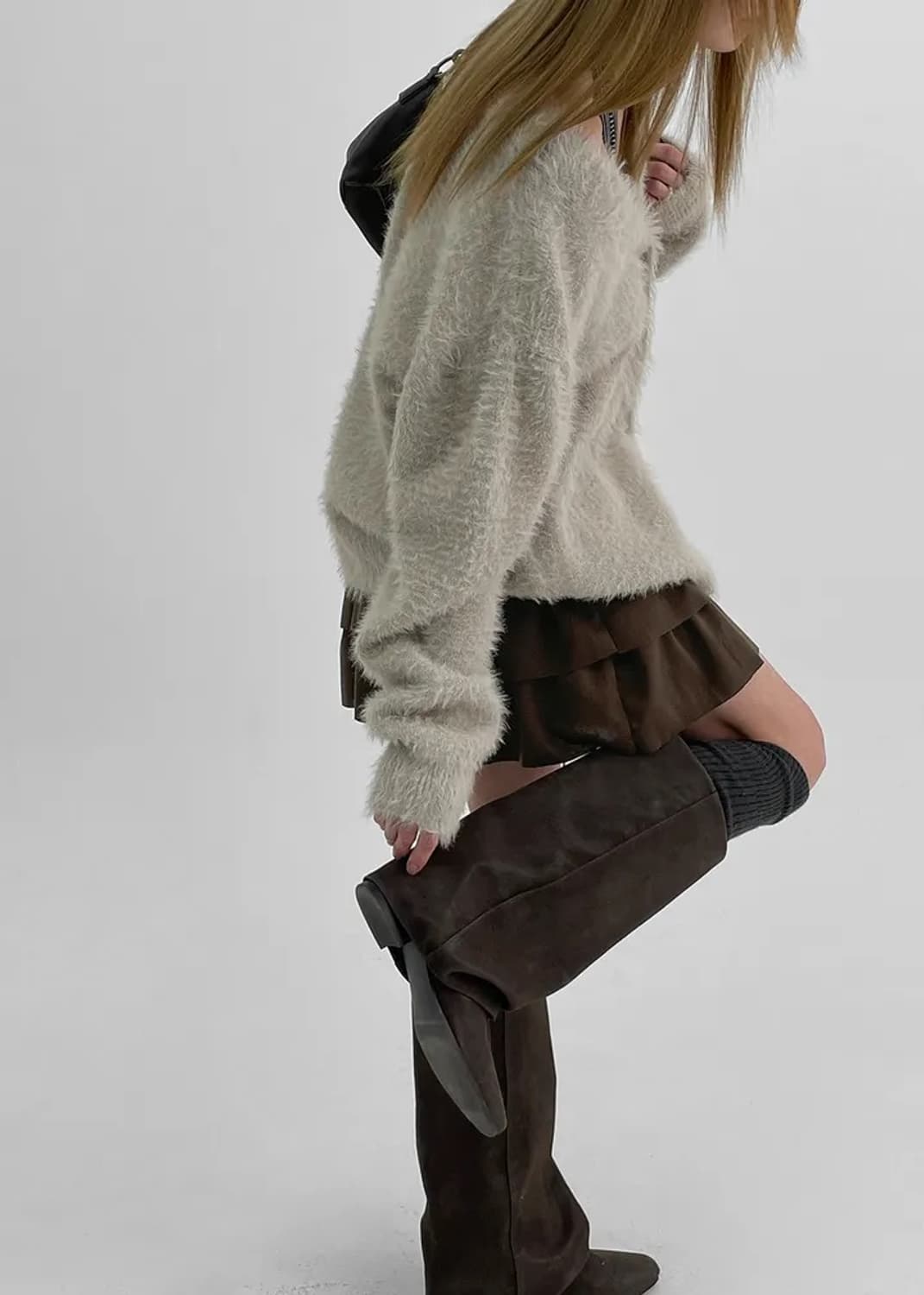 브라운 스웨이드 롱부츠 250 상품이미지1