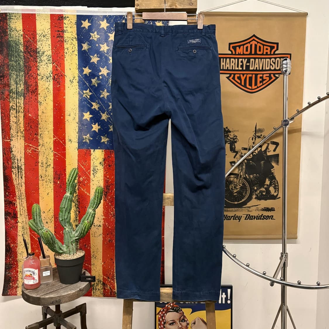 90s 폴로랄프로렌 슬림핏 네이비 클래식 투턱 치노팬츠 N189 상품이미지2